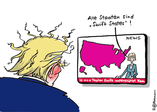 Cartoon: Swift States (medium) by Pfohlmann tagged usa,präsidentschaftswahl,trump,harris,swift,states,swing,nachrichten,tv,fernsehen,taylor,usa,präsidentschaftswahl,trump,harris,swift,states,swing,nachrichten,tv,fernsehen,taylor