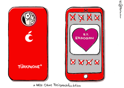 Cartoon: Türkphone (medium) by Pfohlmann tagged karikatur,cartoon,color,farbe,2018,türkei,usa,streit,konflikt,zölle,einfuhrzölle,trump,priester,freilassung,iphone,apple,vestel,boykott,produkte,türkisch,handy,türkphone,samsung,smartphone,präsident,erdogan,app,apps,freisprechfunktion,pressefreiheit,meinungsfreiheit,kamera,karikatur,cartoon,color,farbe,2018,türkei,usa,streit,konflikt,zölle,einfuhrzölle,trump,priester,freilassung,iphone,apple,vestel,boykott,produkte,türkisch,handy,türkphone,samsung,smartphone,präsident,erdogan,app,apps,freisprechfunktion,pressefreiheit,meinungsfreiheit,kamera