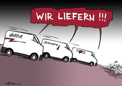 Cartoon: Wir liefern! (medium) by Pfohlmann tagged karikatur,cartoon,color,farbe,2017,global,spanien,barcelona,terror,terroristen,anschlag,attentat,lieferwagen,transporter,menschenmenge,liefern,lieferanten,horror,schmerz,tod,touristen,tote,opfer,is,lieferservice,konsumgesellschaft,konsum,karikatur,cartoon,color,farbe,2017,global,spanien,barcelona,terror,terroristen,anschlag,attentat,lieferwagen,transporter,menschenmenge,liefern,lieferanten,horror,schmerz,tod,touristen,tote,opfer,is,lieferservice,konsumgesellschaft,konsum