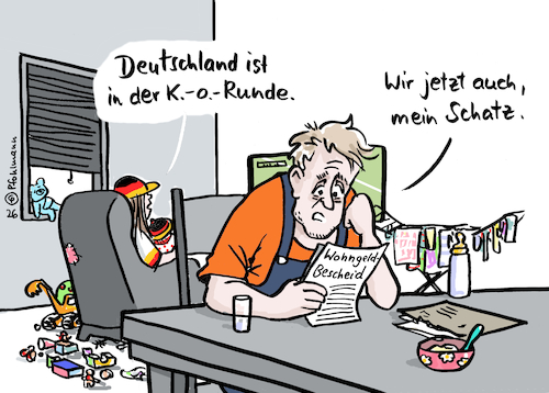 Cartoon: Wohngeld-K.o. (medium) by Pfohlmann tagged wohngeld,sozialpolitik,armut,kürzungen,einsparungen,miete,wm,fußball,gruppensieg,nationalmannschaft,deutschland,wohngeld,sozialpolitik,armut,kürzungen,einsparungen,miete,wm,fußball,gruppensieg,nationalmannschaft,deutschland