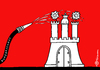 Cartoon: Hamburg Rot-Grün (small) by Pfohlmann tagged karikatur,cartoon,2015,color,farbe,deutschland,hamburg,bürgerschaftswahl,olaf,scholz,spd,grüne,sonnenblumen,logo,wappen,gartenschlauch,gießen,bürgerschaft,regierung,landesregierung,rot,grün