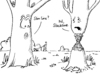 Cartoon: slackline (small) by Pfohlmann tagged karikatur,sw,2011,bamberg,slackline,baum,bäume,hain,park,schaden,schäden,trendsport,seil,seiltanz,balancieren,balance,slim,schlank,taille,figur