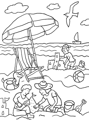 Cartoon: Ausmalbild Strand (medium) by sabine voigt tagged ausmalbild,strand,urlaub,meer,wasser,ferien,kinder,sand,malen