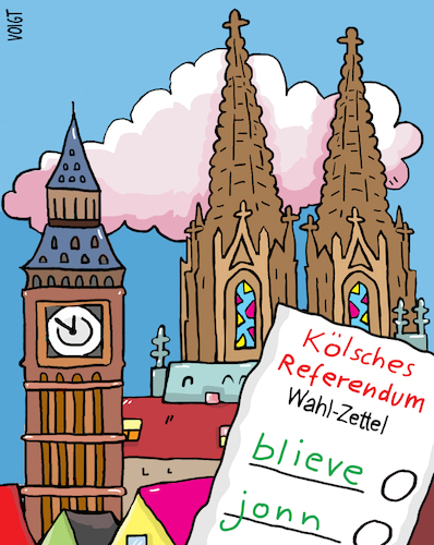 Cartoon: Brexit Köln Kölsch (medium) by sabine voigt tagged brexit,köln,kölsch,dom,big,ben,england,europa,deutschland
