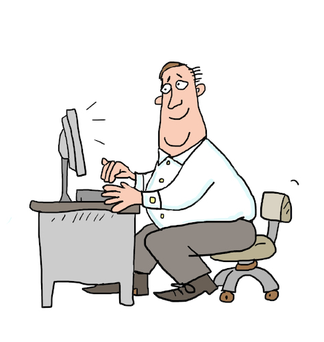 Cartoon: büro angestellter Versicherung (medium) by sabine voigt tagged büro,angestellter,versicherung,beamter,arbeitnehmer,computer,schreibtisch