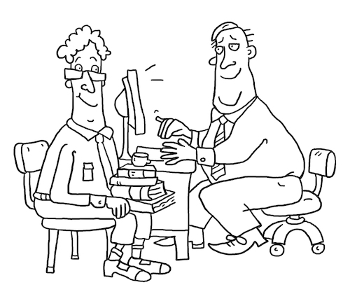 Cartoon: Büro Arbeit (medium) by sabine voigt tagged büro,arbeit,computer,teilzeit,gewerkschaft,lehrer,verwaltung,steuer,angestellter,tarif