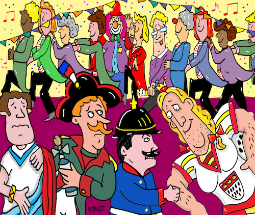 Cartoon: Karneval 2 (medium) by sabine voigt tagged köln,karneval,jungfrau,dreigestirn,fasching,tourismus,kölsch,brauchtum,rhein,verkleiden,kostüm