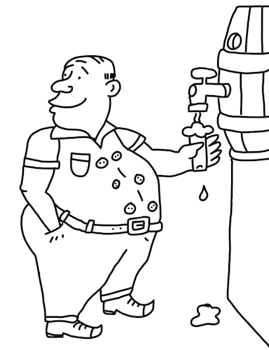 Cartoon: Kellner Fass (medium) by sabine voigt tagged kölsch,kneipe,köbes,trinken,alkohol,brauhaus,bier,wirtschaft,service