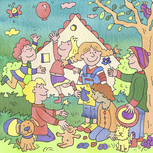 Cartoon: kindergarten vorschule (medium) by sabine voigt tagged kindergarten,vorschule,kinder,spielen,spiele,spass,kleinkind,grundschule,garten