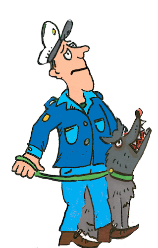 Cartoon: Polizei Polizist (medium) by sabine voigt tagged polizei,polizist,hundeführer,und,exekutive,verbrecher,dien,staat,staatsgewalt