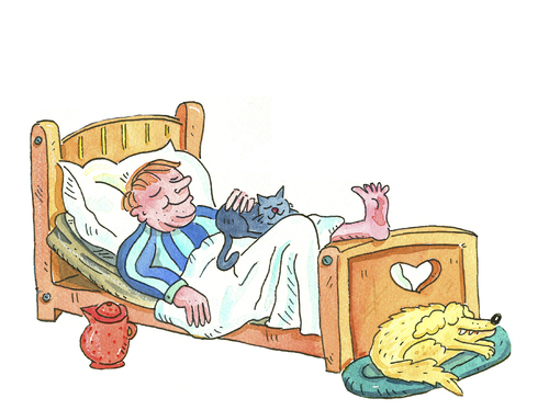 Cartoon: schlaf traum (medium) by sabine voigt tagged schlaf,traum,langschläfer,gemütlich,schlafen,entspannung,relaxen,bett