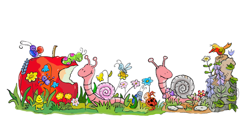 Cartoon: Schnecke Insekten (medium) by sabine voigt tagged schnecke,insekten,natur,tiere,ökologie,naturschutz,biotop,artenvielfalt,umweltschutz,wiese