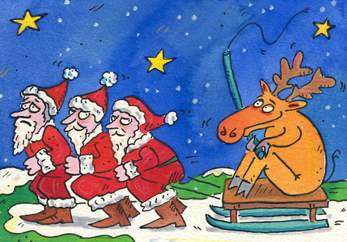 Cartoon: weihnachten weihnachtsmann (medium) by sabine voigt tagged weihnachten,weihnachtsmann,schlitten,schnee,winter