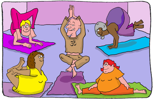 Cartoon: Yoga Meditation (medium) by sabine voigt tagged yoga,meditation,asana,entspannung,wellness,gesundheit,zen,om,esotherik,religion