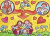 Cartoon: familie Scheidung (small) by sabine voigt tagged familie,scheidung,patchwork,ehe,eltern,stiefmutter,stiefvater,adoption,kinder,trennung