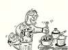 Cartoon: hausmann emanzipation (small) by sabine voigt tagged hausmann,emanzipation,vater,kochen,familie,essen