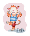 Cartoon: Muskelkater Sport (small) by sabine voigt tagged muskelkater,sport,trainieren,training,schmerzen,bodybuilding,gewichte,krafttraining,fitness,studio,kater,katze