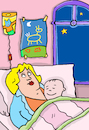 Cartoon: Mutter mit Baby (small) by sabine voigt tagged mutter,baby,kind,nacht,schlafen,schlafzimmer,stillen,träumen