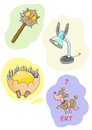Cartoon: Rätsel  Kinderseite (small) by sabine voigt tagged rätsel,kinderseite,eigelb,keule,leselampe,hund,esel,igel,eule,wortspiel,buchstaben