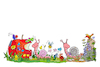Cartoon: Schnecken Garten (small) by sabine voigt tagged schnecken,garten,insekten,wiese,blumen,apfel,kinder,kleintiere