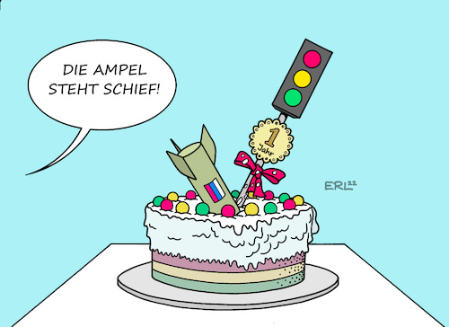 Cartoon: 1 Jahr Ampel (medium) by Erl tagged politik,bundesregierung,koalition,ampel,spd,grüne,fdp,jahr,amt,geburtstag,torte,rakete,krieg,angriff,überfall,wladimir,putin,russland,ukraine,energiekrise,energie,gas,knappheit,verteuerung,bundeswehr,zeitenwende,klimawandel,corona,pandemie,karikatur,erl,politik,bundesregierung,koalition,ampel,spd,grüne,fdp,jahr,amt,geburtstag,torte,rakete,krieg,angriff,überfall,wladimir,putin,russland,ukraine,energiekrise,energie,gas,knappheit,verteuerung,bundeswehr,zeitenwende,klimawandel,corona,pandemie,karikatur,erl