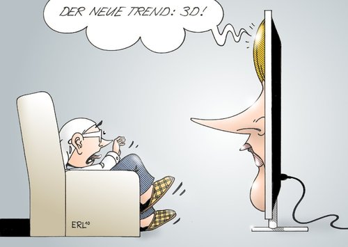 Cartoon: 3D (medium) by Erl tagged fernsehen,drei,dreidimensional,plastisch,merkel,horror,ifa,funkausstellung,berlin,fernsehen,drei,plastisch,angela merkel,horror,ifa,berlin,technik,tv,angela,merkel