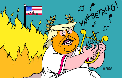 Cartoon: Abgesang (medium) by Erl tagged politik,usa,wahl,ergebnis,donald,trump,verschwörungstheorie,wahlbetrug,nero,rom,karikatur,erl,politik,usa,wahl,ergebnis,donald,trump,verschwörungstheorie,wahlbetrug,nero,rom,karikatur,erl