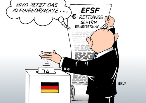 Cartoon: Abstimmung (medium) by Erl tagged euro,rettungsschirm,erweiterung,abstimmung,bundestag,eile,kleingedrucktes,hebel,hebelwirkung,finanzen,trick,schulden,krise,griechenland,pleite,schuldenschnitt,banken,gläubiger,verzicht,euro,rettungsschirm,erweiterung,abstimmung,bundestag,eile,kleingedrucktes,hebel,schulden,trick,finanzen,hebelwirkung,griechenland,pleite