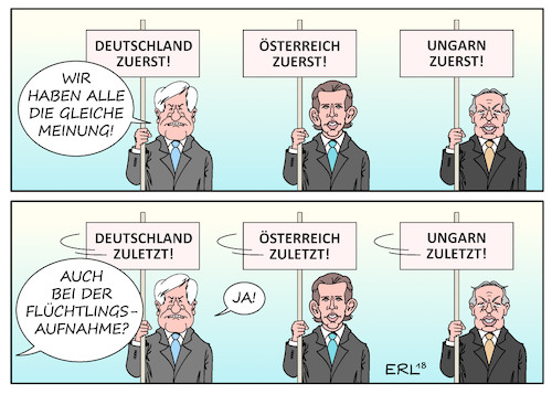 Cartoon: Achse der Willigen (medium) by Erl tagged politik,eu,europa,asyl,flüchtlinge,asylpolitik,flüchtlingspolitik,abschottung,abschreckung,nationalismus,alleingang,deutschland,österreich,ungarn,horst,seehofer,sebastian,kurz,viktor,orban,zuerst,zuletzt,aufnahme,verteilung,transitzentren,zurückweisung,egoismus,sackgasse,achse,der,willigen,karikatur,erl,politik,eu,europa,asyl,flüchtlinge,asylpolitik,flüchtlingspolitik,abschottung,abschreckung,nationalismus,alleingang,deutschland,österreich,ungarn,horst,seehofer,sebastian,kurz,viktor,orban,zuerst,zuletzt,aufnahme,verteilung,transitzentren,zurückweisung,egoismus,sackgasse,achse,der,willigen,karikatur,erl