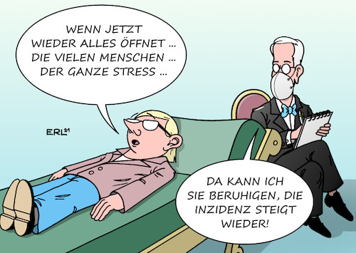 Cartoon: Ängste (medium) by Erl tagged politik,corona,virus,pandemie,lockdown,kontaktverbot,ruhe,entschleunigung,muße,impfung,rückgang,fallzahlen,inzidenz,öffnungen,lockerungen,soziale,ängste,stress,psyche,psychotherapie,mutation,variante,delta,anstieg,vierte,welle,karikatur,erl,politik,corona,virus,pandemie,lockdown,kontaktverbot,ruhe,entschleunigung,muße,impfung,rückgang,fallzahlen,inzidenz,öffnungen,lockerungen,soziale,ängste,stress,psyche,psychotherapie,mutation,variante,delta,anstieg,vierte,welle,karikatur,erl