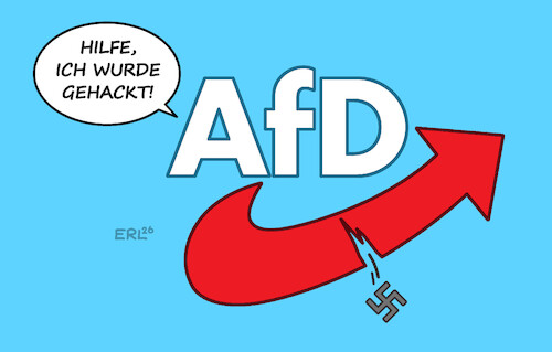 Cartoon: AfD gehackt (medium) by Erl tagged politik,internet,hackerangriff,email,konten,afd,rechtsextremismus,hakenkreuz,karikatur,erl,politik,internet,hackerangriff,email,konten,afd,rechtsextremismus,hakenkreuz,karikatur,erl