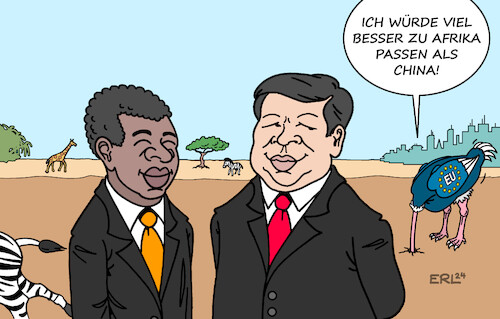 Cartoon: Afrika China EU (medium) by Erl tagged politik,afrika,china,eu,vogel,strauß,karikatur,erl,politik,afrika,china,eu,vogel,strauß,karikatur,erl