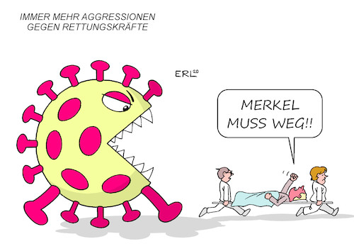 Cartoon: Aggression gegen Rettungskräfte (medium) by Erl tagged politik,corona,pandemie,virus,kontaktverbot,beschränkungen,protest,wutbürger,verschwörungstheorien,merkel,muss,weg,aggression,rettungskräfte,sanitäter,karikatur,erl,politik,corona,pandemie,virus,kontaktverbot,beschränkungen,protest,wutbürger,verschwörungstheorien,merkel,muss,weg,aggression,rettungskräfte,sanitäter,karikatur,erl