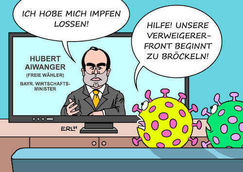 Cartoon: Aiwanger (medium) by Erl tagged politik,corona,virus,pandemie,covid19,vierte,welle,impfen,geimpfte,ungeimpfte,prominente,impfgegner,hubert,aiwanger,politiker,freie,wähler,wirtschaftsminister,bayern,impfung,2g,druck,wirkung,impfverweigerer,karikatur,erl,politik,corona,virus,pandemie,covid19,vierte,welle,impfen,geimpfte,ungeimpfte,prominente,impfgegner,hubert,aiwanger,politiker,freie,wähler,wirtschaftsminister,bayern,impfung,2g,druck,wirkung,impfverweigerer,karikatur,erl