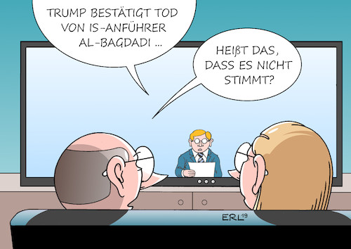 Cartoon: al-Bagdadi (medium) by Erl tagged politik,terrorismus,islamismus,islamischer,staat,is,anführer,al,bagdadi,tod,selbstmord,sprengstoffgürtel,nachricht,bestätigung,donald,trump,präsident,usa,wahrheit,lüge,fake,news,verwirrung,karikatur,erl,politik,terrorismus,islamismus,islamischer,staat,is,anführer,al,bagdadi,tod,selbstmord,sprengstoffgürtel,nachricht,bestätigung,donald,trump,präsident,usa,wahrheit,lüge,fake,news,verwirrung,karikatur,erl