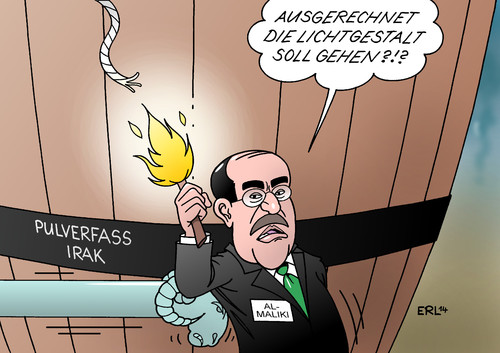 Cartoon: al-Maliki (medium) by Erl tagged rammbock,lichtgestalt,fackelträger,fackel,feuer,pulverfass,isis,is,kurden,sunniten,schiiten,spaltung,maliki,al,nuri,premier,regierungsbildung,regierung,irak,irak,rgierung,regierungsbildung,premier,nuri,al,maliki,spaltung,schiiten,sunniten,kurden,is,isis,pulverfass,feuer,fackel,fackelträger,lichtgestalt,rammbock