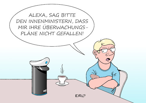 Cartoon: Alexa (medium) by Erl tagged politik,innenpolitik,innere,sicherheit,verbrechen,kriminalität,plan,innenminister,sprachassistent,internetfähig,fernseher,kühlschrank,smart,home,daten,auswertung,beweise,datenschutz,aushöhlung,alexa,siri,polizei,karikatur,erl,politik,innenpolitik,innere,sicherheit,verbrechen,kriminalität,plan,innenminister,sprachassistent,internetfähig,fernseher,kühlschrank,smart,home,daten,auswertung,beweise,datenschutz,aushöhlung,alexa,siri,polizei,karikatur,erl