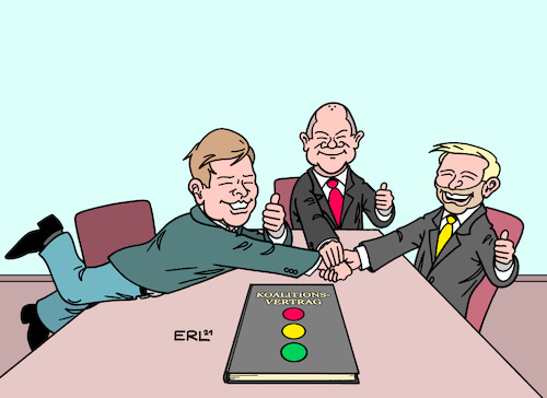 Cartoon: Ampel (medium) by Erl tagged politik,regierung,neu,ampel,koalition,spd,grüne,fdp,präsentation,koalitionsvertrag,vorteil,liberale,nachteil,robert,habeck,olaf,scholz,christian,lindner,handschlag,tisch,karikatur,erl,politik,regierung,neu,ampel,koalition,spd,grüne,fdp,präsentation,koalitionsvertrag,vorteil,liberale,nachteil,robert,habeck,olaf,scholz,christian,lindner,handschlag,tisch,karikatur,erl