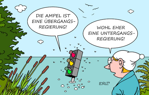 Cartoon: Ampel (medium) by Erl tagged politik,bundesregierung,ampel,spd,die,grünen,fdp,grüne,vorsitzender,omid,nouripour,interview,übergangsregierung,wahrnehmung,bürgerinnen,bürger,untergangsregierung,streit,unterschiede,groß,untergang,teich,tümpel,schilf,michel,karikatur,erl,politik,bundesregierung,ampel,spd,die,grünen,fdp,grüne,vorsitzender,omid,nouripour,interview,übergangsregierung,wahrnehmung,bürgerinnen,bürger,untergangsregierung,streit,unterschiede,groß,untergang,teich,tümpel,schilf,michel,karikatur,erl