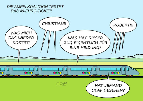 Cartoon: Ampelausflug (medium) by Erl tagged politik,klima,verkehr,öffentlicher,nahverkehr,deutschlandticket,49,euro,ticket,ampel,spd,bundeskanzler,olaf,scholz,die,grünen,heizung,robert,habeck,fdp,finanzminister,christian,lindner,schuldenbremse,sparen,karikatur,erl,politik,klima,verkehr,öffentlicher,nahverkehr,deutschlandticket,49,euro,ticket,ampel,spd,bundeskanzler,olaf,scholz,die,grünen,heizung,robert,habeck,fdp,finanzminister,christian,lindner,schuldenbremse,sparen,karikatur,erl