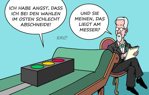 Cartoon: Analyse (medium) by Erl tagged politik,migration,anschlag,messer,solingen,verschärfung,asylregeln,einfluss,wahl,wahlen,landtagswahl,landtagswahlen,thüringen,sachsen,brandenburg,prognosen,umfragen,wähler,wählerinnen,stimmengewinne,afd,rechtsextrem,bsw,bündnis,sahra,wagenknecht,abstrafung,bundesregierung,ampel,spd,grüne,fdp,abschneiden,schlecht,angst,psychoanalyse,couch,analyse,karikatur,erl,politik,migration,anschlag,messer,solingen,verschärfung,asylregeln,einfluss,wahl,wahlen,landtagswahl,landtagswahlen,thüringen,sachsen,brandenburg,prognosen,umfragen,wähler,wählerinnen,stimmengewinne,afd,rechtsextrem,bsw,bündnis,sahra,wagenknecht,abstrafung,bundesregierung,ampel,spd,grüne,fdp,abschneiden,schlecht,angst,psychoanalyse,couch,analyse,karikatur,erl