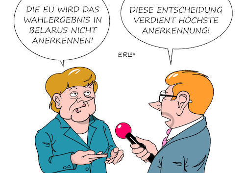 Cartoon: Anerkennung (medium) by Erl tagged politik,belarus,weißrussland,diktator,alexander,lukaschenko,wahl,fälschung,wahlfälschung,manipulation,protest,demonstration,streik,bürger,beratung,eu,wahlergebnis,nichtanerkennung,anerkennung,merkel,karikatur,erl,politik,belarus,weißrussland,diktator,alexander,lukaschenko,wahl,fälschung,wahlfälschung,manipulation,protest,demonstration,streik,bürger,beratung,eu,wahlergebnis,nichtanerkennung,anerkennung,merkel,karikatur,erl