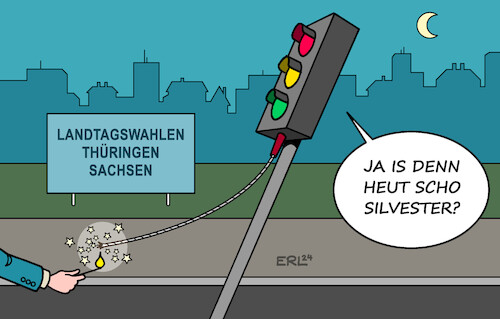 Cartoon: Anfeuerung Ampel (medium) by Erl tagged politik,wahl,wahlen,landtagswahl,landtagswahlen,thüringen,sachsen,stimmengewinne,afd,rechtsextrem,björn,höcke,faschist,bsw,bündnis,sahra,wagenknecht,abstrafung,bundesregierung,ampel,spd,grüne,fdp,mond,silvesterrakete,silvester,franz,beckenbauer,fernsehen,werbung,karikatur,erl,politik,wahl,wahlen,landtagswahl,landtagswahlen,thüringen,sachsen,stimmengewinne,afd,rechtsextrem,björn,höcke,faschist,bsw,bündnis,sahra,wagenknecht,abstrafung,bundesregierung,ampel,spd,grüne,fdp,mond,silvesterrakete,silvester,franz,beckenbauer,fernsehen,werbung,karikatur,erl