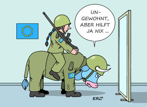 Cartoon: Anprobe (medium) by Erl tagged politik,krieg,angriff,überfall,wladimir,putin,russland,ukraine,reaktion,eu,stärkung,militär,abwehr,verteidigung,selbstständigkeit,anprobe,kleidung,europa,stier,spiegel,karikatur,erl,politik,krieg,angriff,überfall,wladimir,putin,russland,ukraine,reaktion,eu,stärkung,militär,abwehr,verteidigung,selbstständigkeit,anprobe,kleidung,europa,stier,spiegel,karikatur,erl