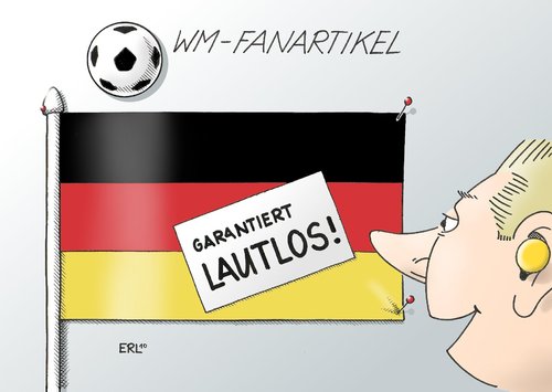 Cartoon: Argument (medium) by Erl tagged fußball,weltmeisterschaft,vuvuzela,geräusch,ungewohnt,flagge,fahne,lautlos,fan,artikel,fußball,fussball,sport,wm,weltmeisterschaft,2010,afrika,vuvuzela,geräusch,flagge,fahne