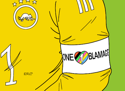 Cartoon: Armbinde (medium) by Erl tagged politik,sport,fußball,weltmeisterschaft,wm,katar,2022,menschenrechte,demokratie,pressefreiheit,meinungsfreiheit,gleichberechtigung,katastrophe,protest,mannschaften,kapitänsbinde,one,love,verbot,fifa,dfb,torhüter,manuel,neuer,nationalmannschaft,ausscheiden,vorrunde,blamage,karikatur,erl,politik,sport,fußball,weltmeisterschaft,wm,katar,2022,menschenrechte,demokratie,pressefreiheit,meinungsfreiheit,gleichberechtigung,katastrophe,protest,mannschaften,kapitänsbinde,one,love,verbot,fifa,dfb,torhüter,manuel,neuer,nationalmannschaft,ausscheiden,vorrunde,blamage,karikatur,erl