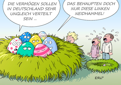 Cartoon: Armut (medium) by Erl tagged armutsberich,bundesregierung,armut,reichtum,vermögen,ungleichheit,verteilung,gerechtigkeit,schere,arm,reich,soziales,finanzen,neoliberalismus,turbokapitalismus,soziale,ostern,ostereier,eier,kind,kinder,osternest,karikatur,erl,armutsberich,bundesregierung,armut,reichtum,vermögen,ungleichheit,verteilung,gerechtigkeit,schere,arm,reich,soziales,finanzen,neoliberalismus,turbokapitalismus,soziale,ostern,ostereier,eier,kind,kinder,osternest,karikatur,erl