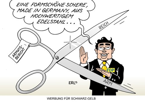 Cartoon: Armutsbericht (medium) by Erl tagged armutsbericht,bundesregierung,koalition,schwarz,gelb,cdu,csu,fdp,beschönigen,frisieren,armut,reichtum,arm,reich,schere,auseinander,vizekanzler,wirtschaftsminister,philipp,rösler,wahlkampf,werbung,politik,armutsbericht,bundesregierung,koalition,schwarz,gelb,cdu,csu,fdp,beschönigen,frisieren,armut,reichtum,arm,reich,schere,auseinander,vizekanzler,wirtschaftsminister,philipp,rösler,wahlkampf,werbung,politik