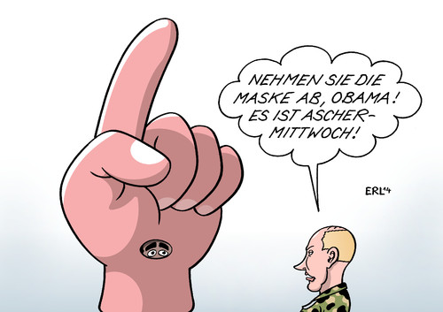 Cartoon: Aschermittwoch (medium) by Erl tagged ukraine,russland,krim,konflikt,putin,militär,einsatz,besetzung,sanktionen,drohung,usa,präsident,obama,karneval,fasnacht,fasching,maske,hand,aschermittwoch,ukraine,russland,krim,konflikt,putin,militär,einsatz,besetzung,sanktionen,drohung,usa,präsident,obama,karneval,fasnacht,fasching,maske,hand,aschermittwoch