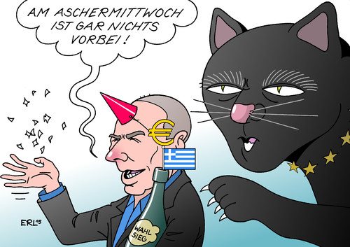 Cartoon: Aschermittwoch (medium) by Erl tagged griechenland,regierung,links,rechts,finanzminister,varoufakis,eurogruppe,verhandlungen,sparkurs,wahlversprechen,wahlsieg,karneval,fastnacht,fasching,aschermittwoch,eu,ezb,iwf,schulden,kater,schäuble,karikatur,erl,griechenland,regierung,links,rechts,finanzminister,varoufakis,eurogruppe,verhandlungen,sparkurs,wahlversprechen,wahlsieg,karneval,fastnacht,fasching,aschermittwoch,eu,ezb,iwf,schulden,kater,schäuble